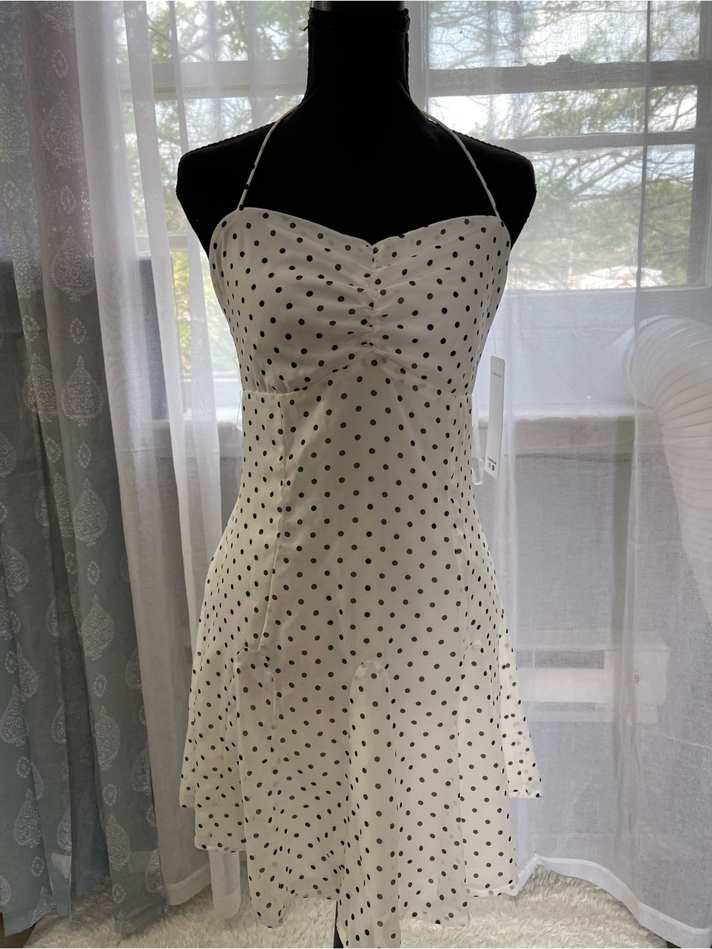 Madden Girl White Halter Polka Dot Mini Dress